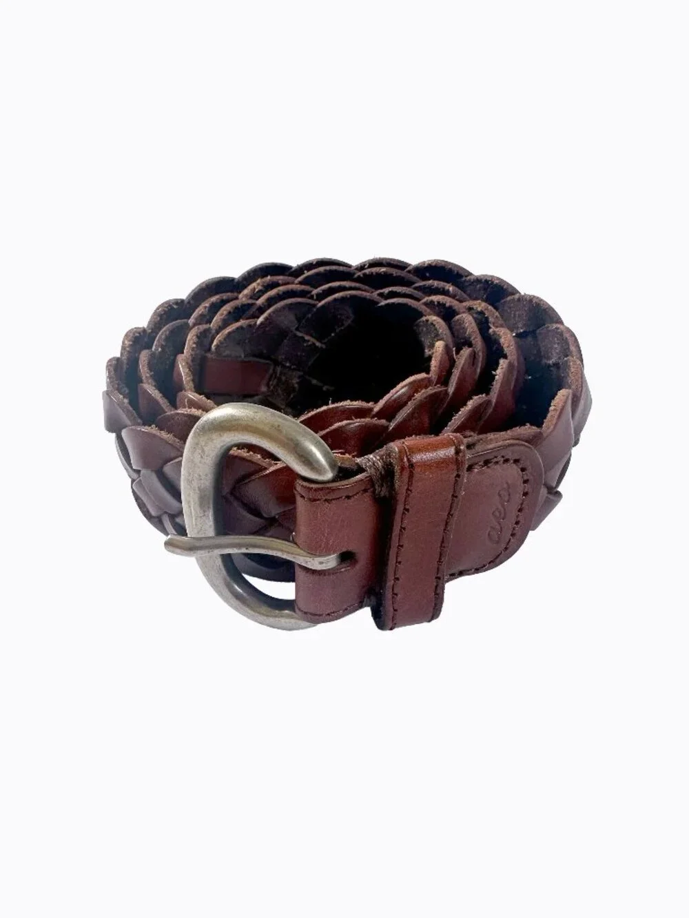 Vtg Braided Brown Leather Belt S/M P/M Preppy Western Boho Coastal Cowgirl 90s